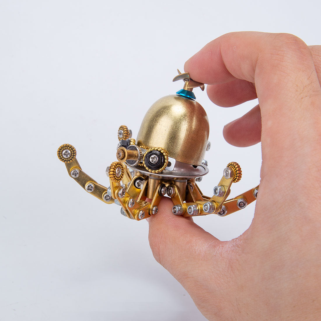 Steampunk Tiny Octopus in Goggles 3D Metal Model Kits for Kids