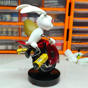 Steampunk Rabbit Motorcyclist Metal Art Model