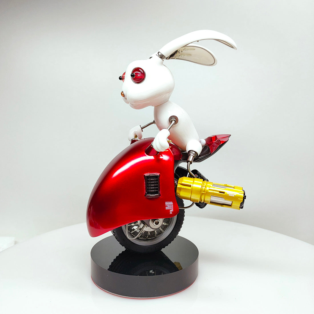 Steampunk Rabbit Motorcyclist Metal Art Model