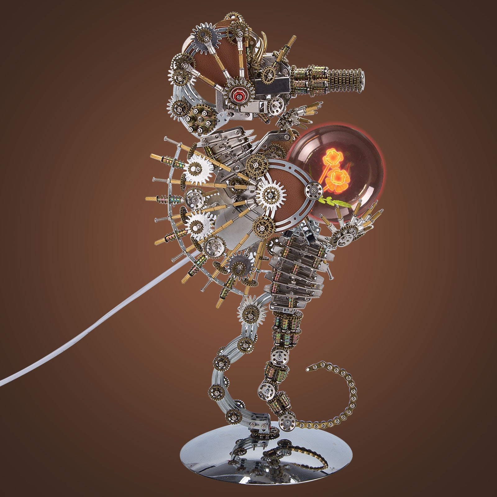 Steampunk Seahorse with Love Night Lamp DIY Metal Model Kits