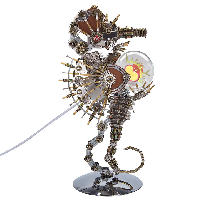 Steampunk Seahorse with Love Night Lamp DIY Metal Model Kits