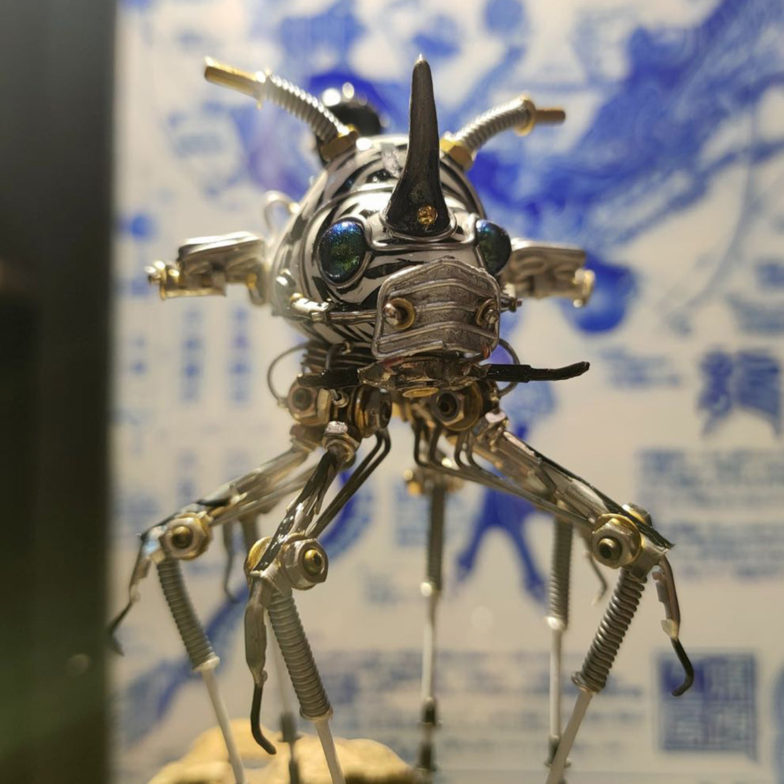 The Knight Insect Steampunk Style 3D Metal Black and White Beetle with Knight Insect Bug