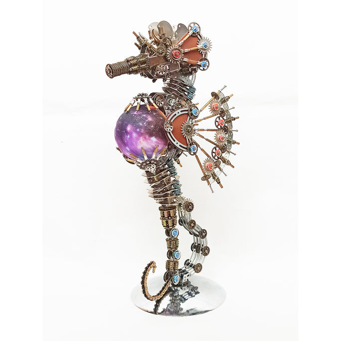 Steampunk Style Pregnant Seahorse Holding Planet  Metal Model Kits -Keep the Planet Healthy