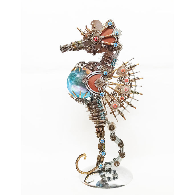 Steampunk Style Pregnant Seahorse Holding Planet  Metal Model Kits -Keep the Planet Healthy