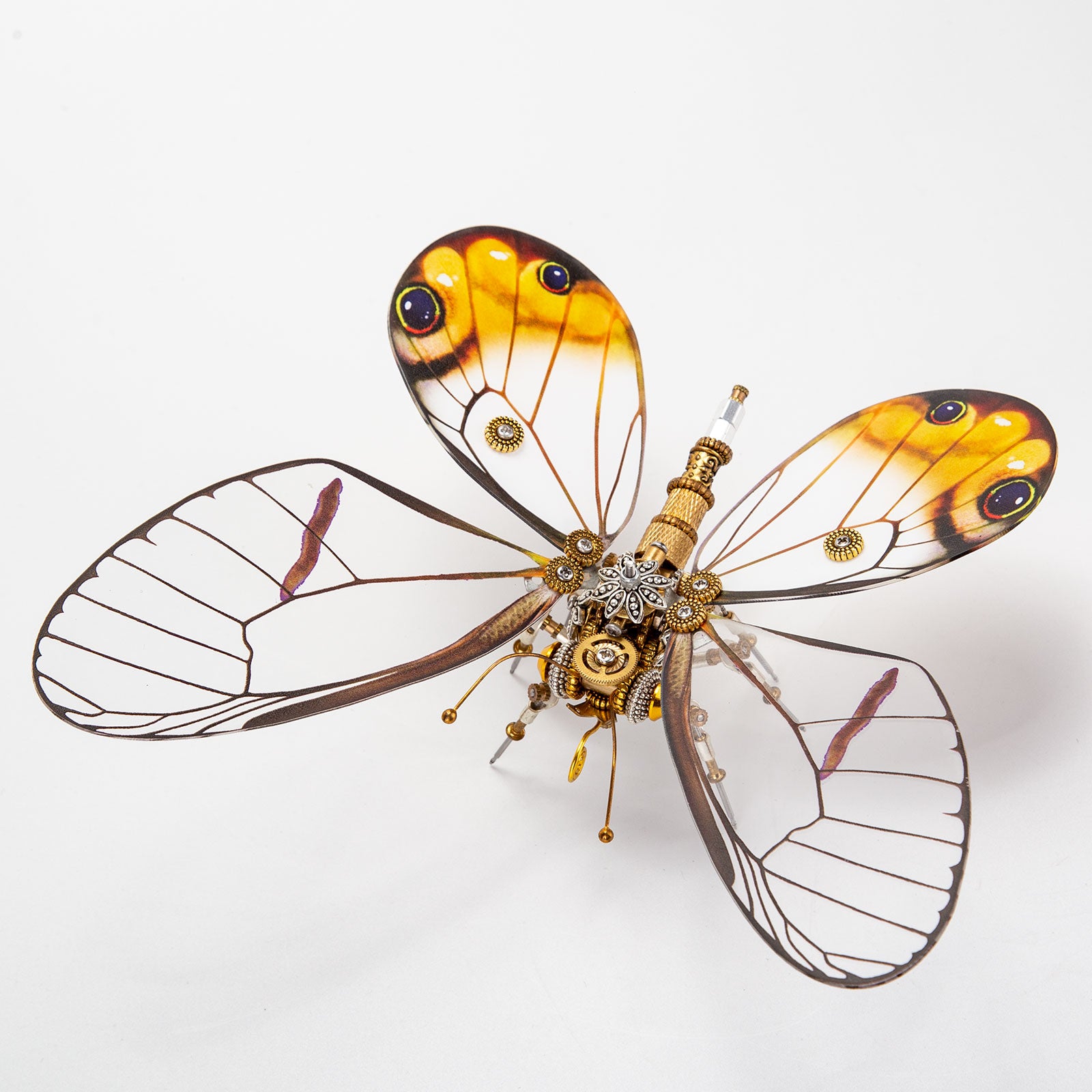 Steampunk Yellow-White Butterfly 3D Metal Puzzle DIY Kits