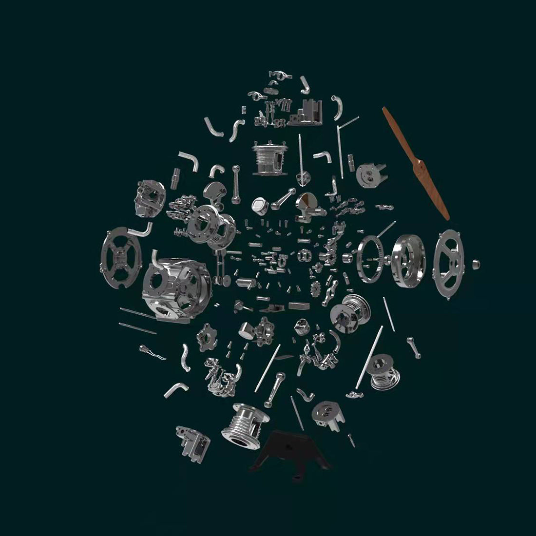 TECHING 1/6 Scale Model Metal Radial Engine Build Project 250+pcs Assembly