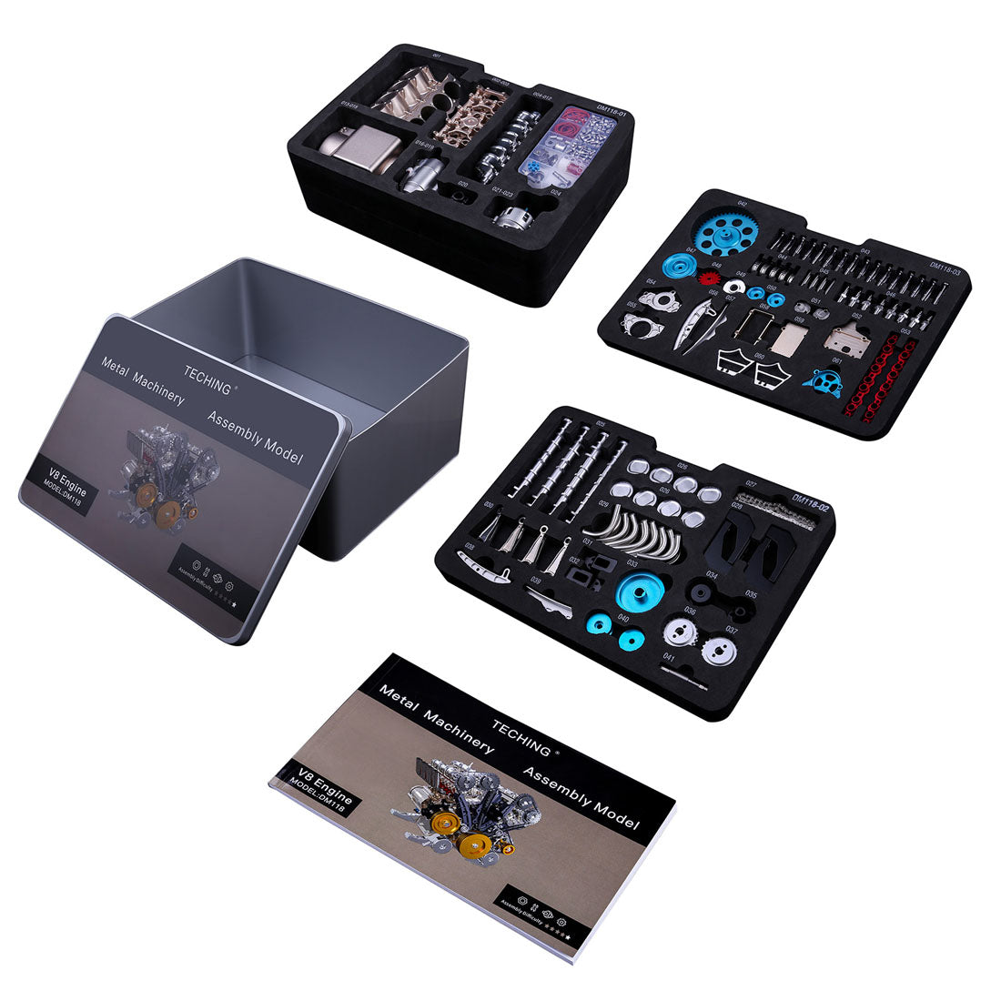 V8 Engine TECHING 3D Metal Mechanical Engine Model Science Experiment Boys Toy 500+Pcs