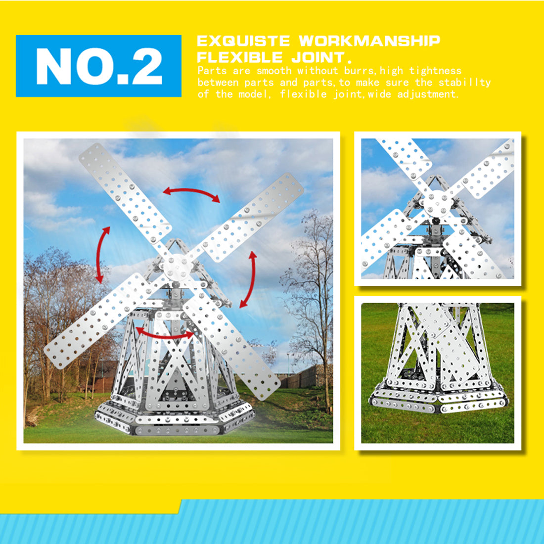 Windmill Model Assembly Windmill Assembly Kit DIY Stainless Steel Screw Puzzle Model Kit Toy