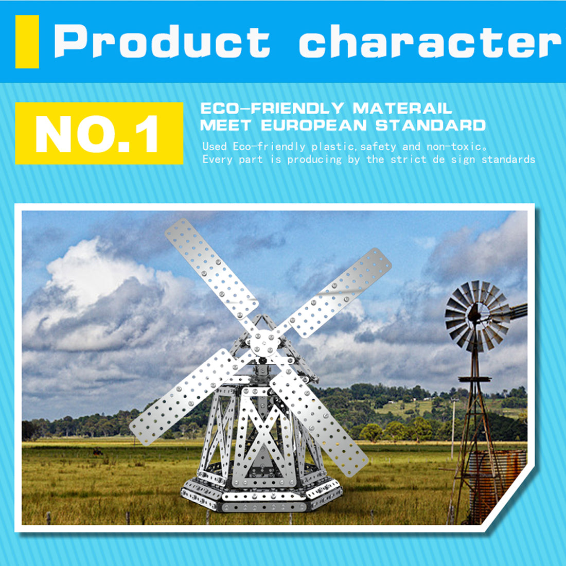 Windmill Model Assembly Windmill Assembly Kit DIY Stainless Steel Screw Puzzle Model Kit Toy