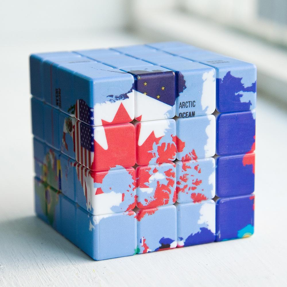 World Country Map Pattern 4x4 Speed Cube