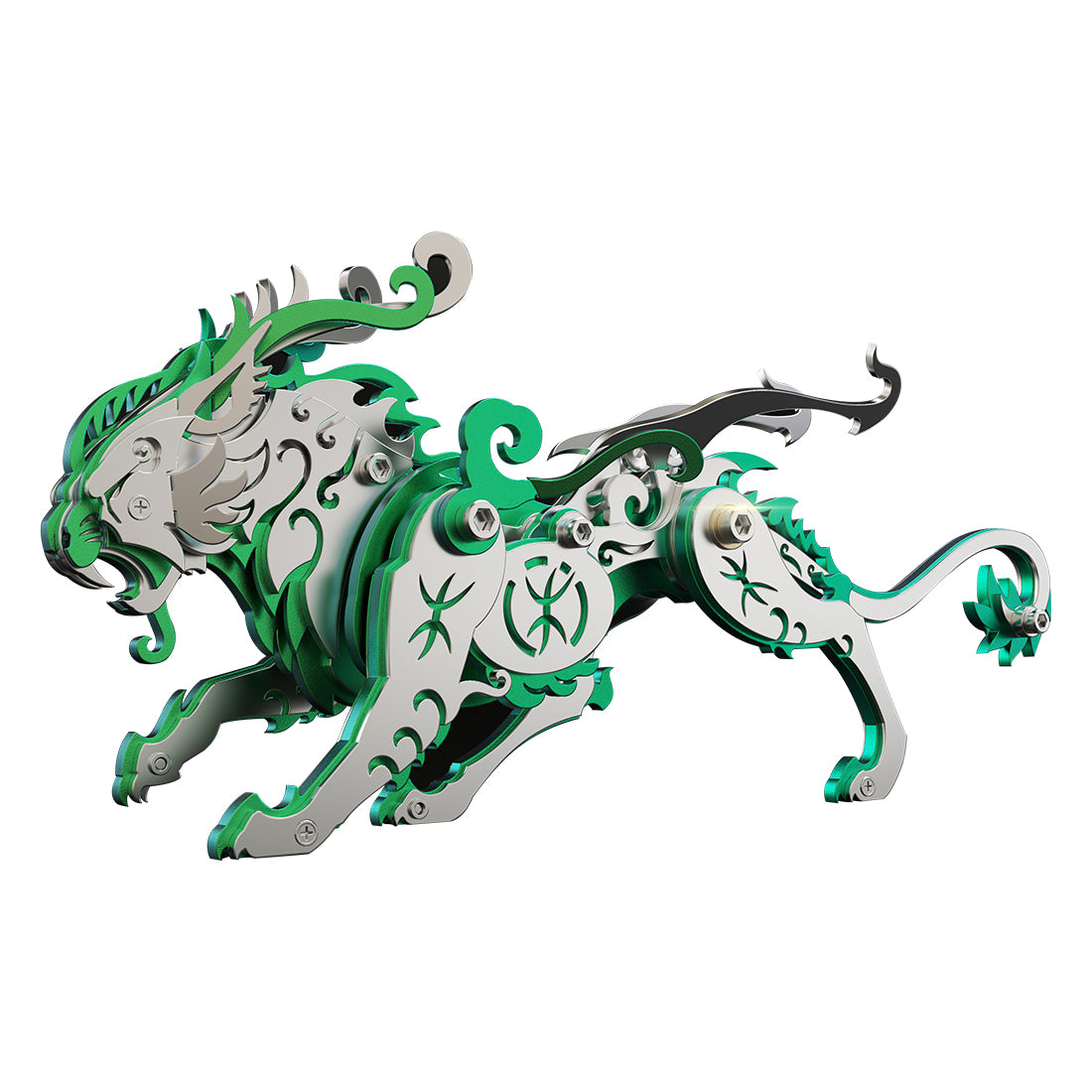 DIY Assembly Ancient Chinese Tiger Beasts 3D Metal Model Kits Toy