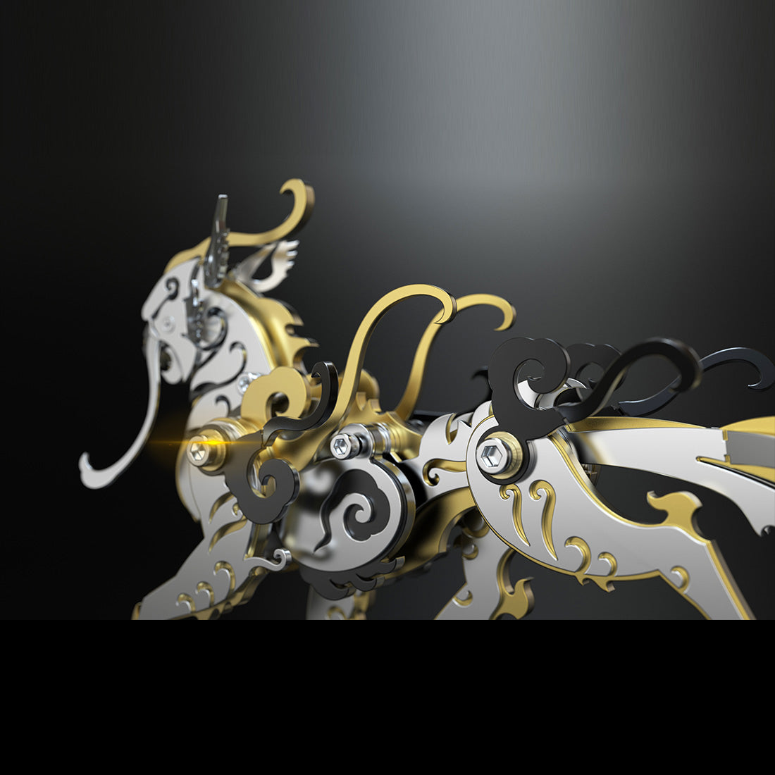 DIY Assembly Ancient Chinese Tiger Beasts 3D Metal Model Kits Toy