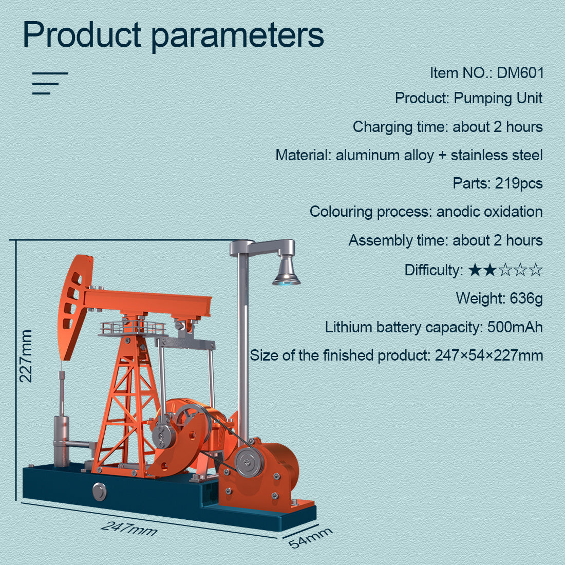 Build a Pumpjack That Works 3D Pumping Unit Model Building Kit 219PCS